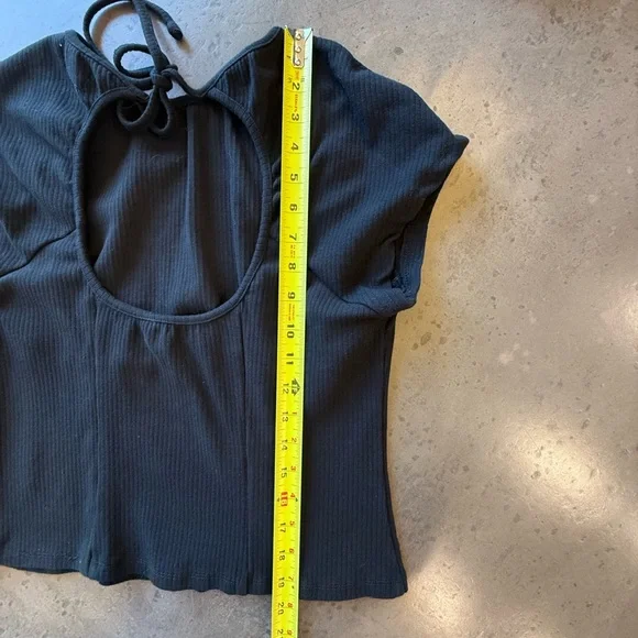 Anthropologie Corset knit top with open back. Black. - Picture 6 of 7